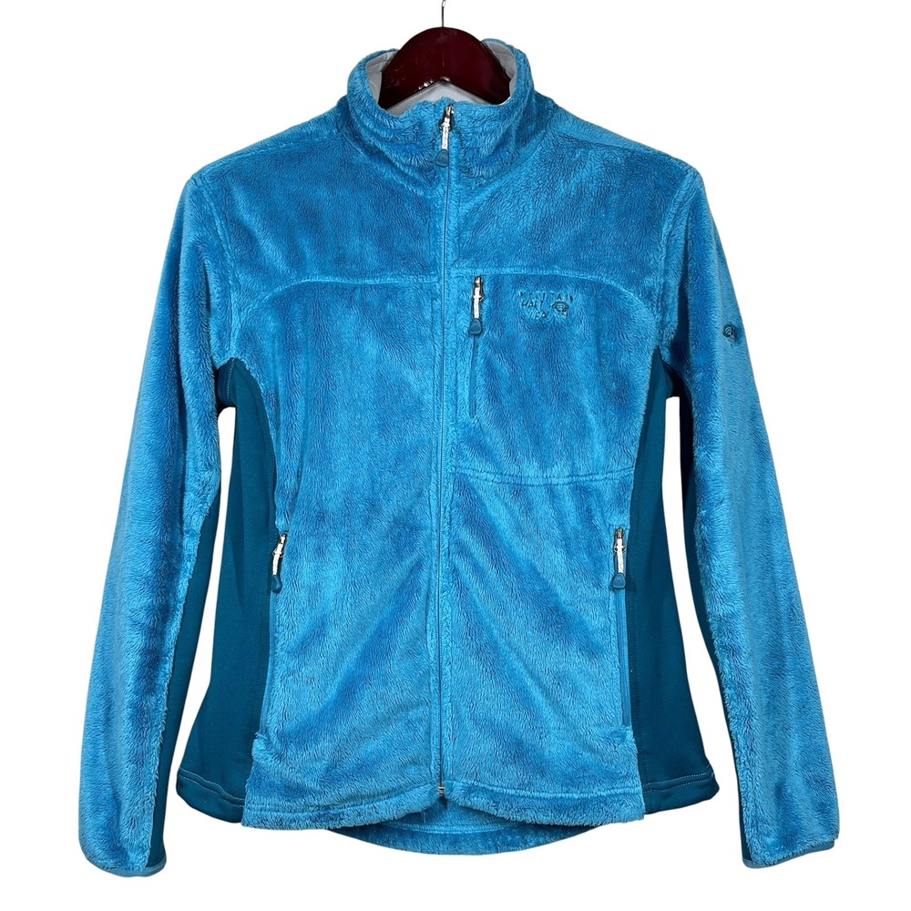 Mountain Hardwear Pyxis Tech Jacket Womens M Teal Teddy Fleece Full Zip
